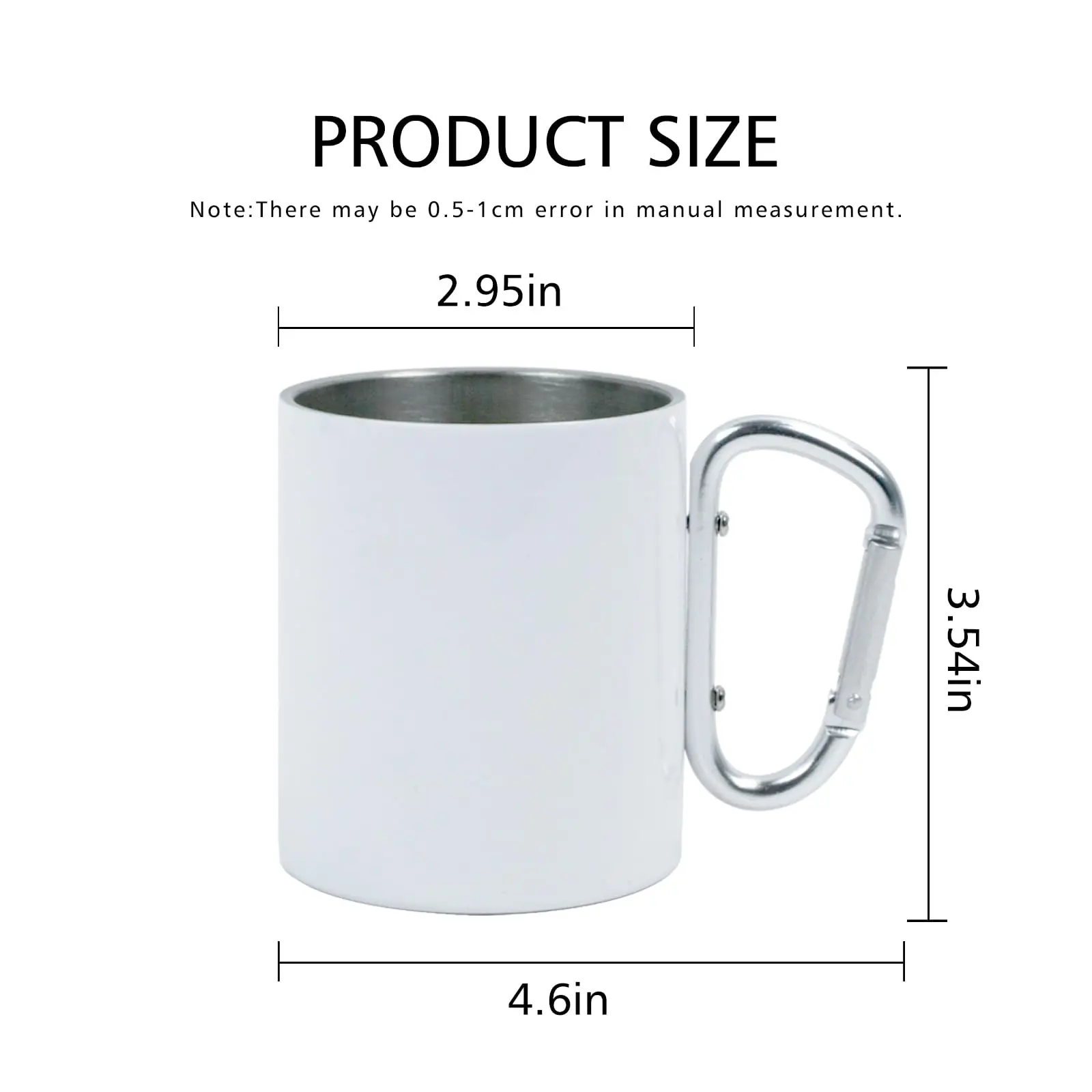 4/6Pc 10oz Sublimation Blank Stainless Steel Carabiner Mug Travel Coffee Mug With Handle Portable Camping Cup Backpacking Hiking