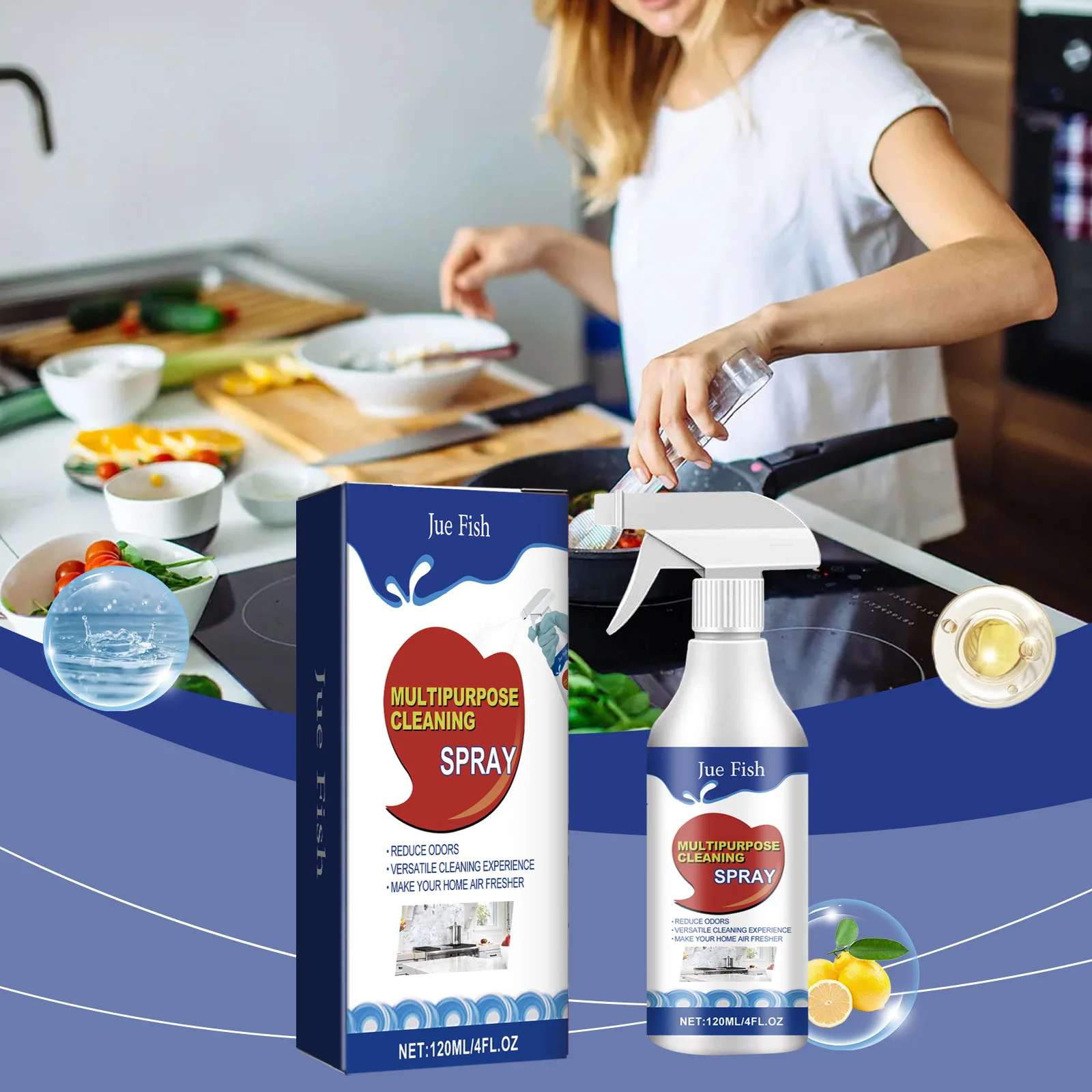 Multi Heavy Duty Purpose Cleaner Spray Kitchen Degreaser Tile Stain Remover Concentrated Formula Eco Friendly Surface Safe Home