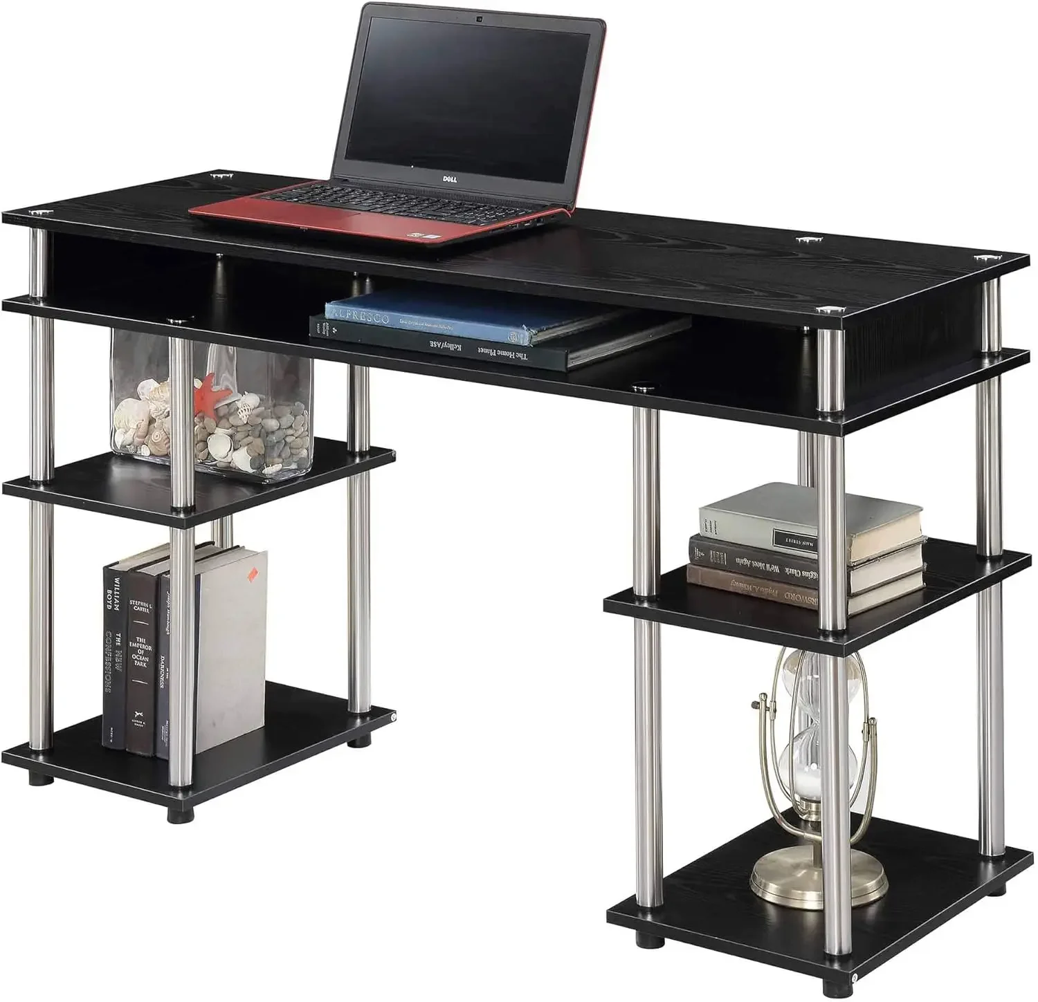 No Tools  Home Office  with Shelves, Corner Shelf Vanity  Computer Desk Nail Table for Nail Tech - 47.25"