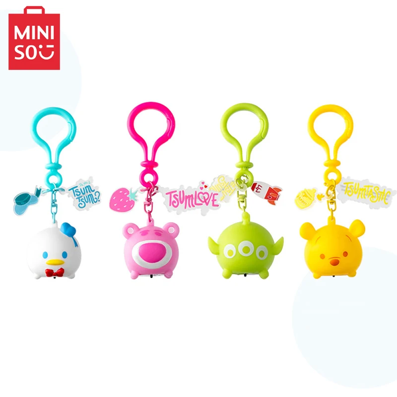 

MINISO strawberry bear LED luminous pendant Donald Duck Winnie the Pooh three-eye key chain