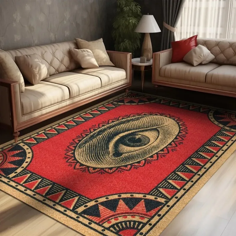 Devil's Eye Pattern Carpet Living Room Luxury Rug Full Coverage Home Use Bedroom Floor Mat 100% Polyester Felt Washable Doormat