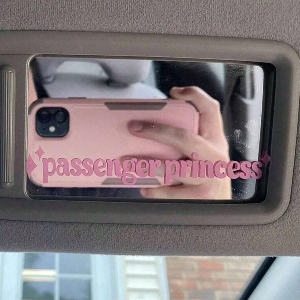 1pc Passenger Princess Text Sticker, Car Interior Rearview Mirror Sticker