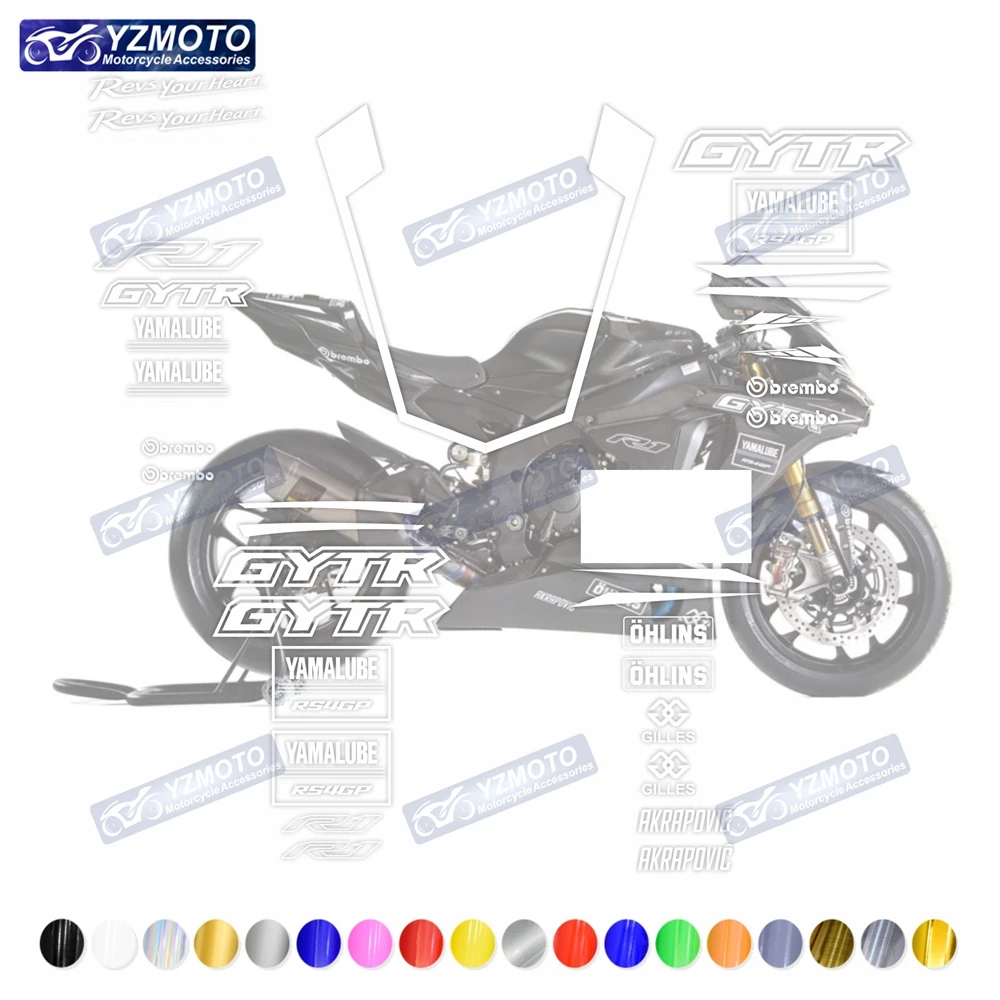 For YAMAHA YZF-R1 YZF R1 GYTR 2015-2019 Motorcycle Parts Fairing Full Vehicle Reflective Waterproof Kit Sticker Decal Decoration