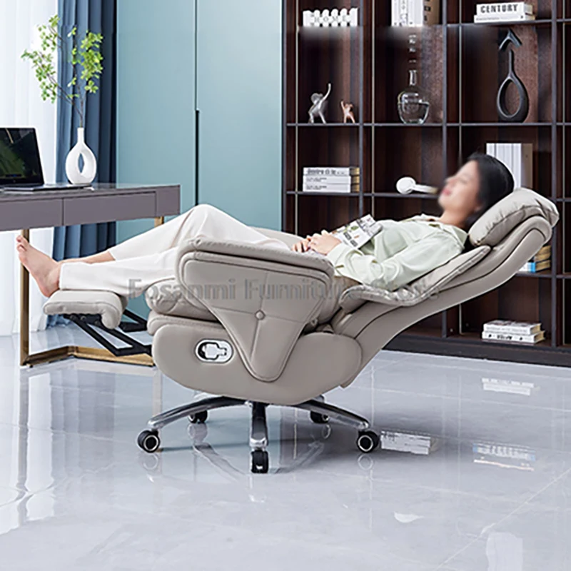 

Ergonomic High-Back Leather Boss Chair for Office Comfort Gaming Computer Chair with Armrests Home Thickened Swivel Desk Chairs