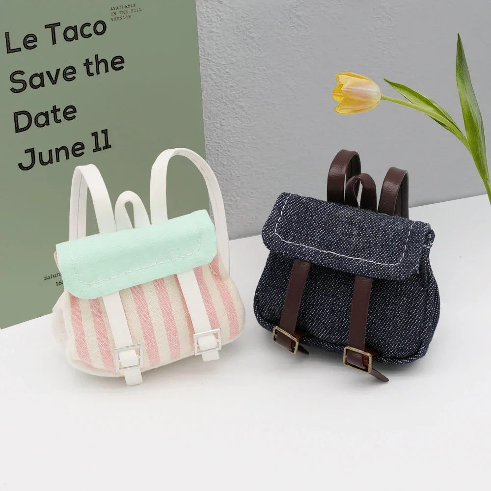 กระเป๋าเป้แฟชั่นสไตล์นักศึกษา กระเป๋าเป้ตุ๊กตาไวนิล อุปกรณ์เสริมตุ๊กตาสำหรับกระเป๋าเป้ Labubu เสื้อผ้าตุ๊กตา DIY อุปกรณ์เสริมเสื้อผ้าตุ๊กตา