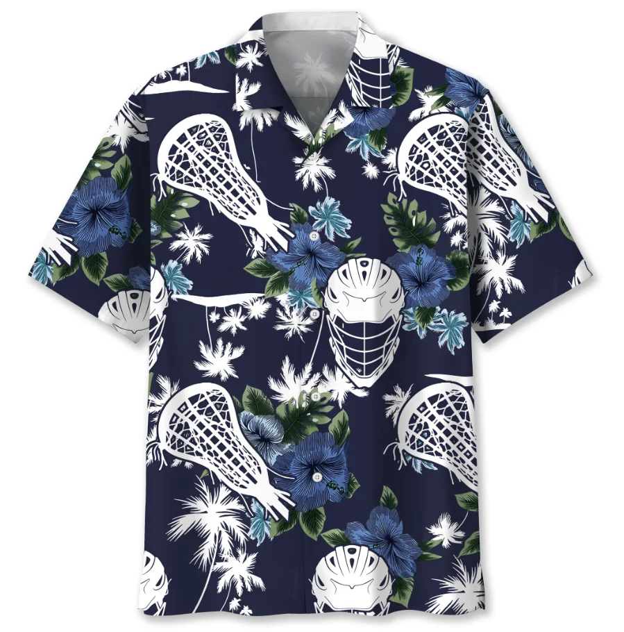 

Hawaiian Shirts for Men Lacrosse Theme Print Beach Short Sleeve Summer Casual Button Up Tops 3D Shirts