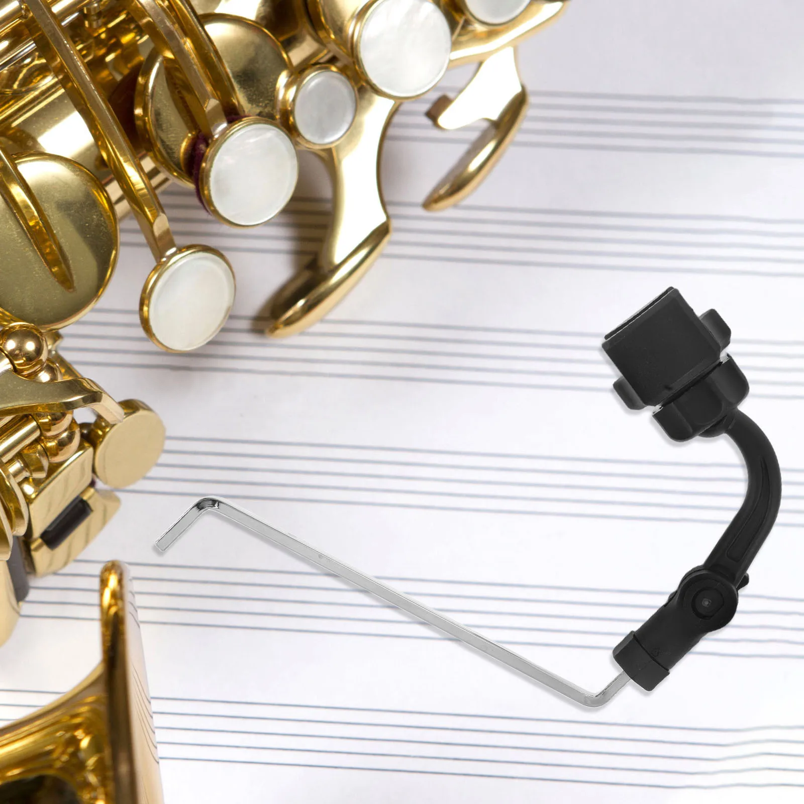 

Saxophone Phone Holder Sturdy Reliable Adjustable Angle Stand Clip Mount Compatible Alto Trumpet Clarinet Drum Mic