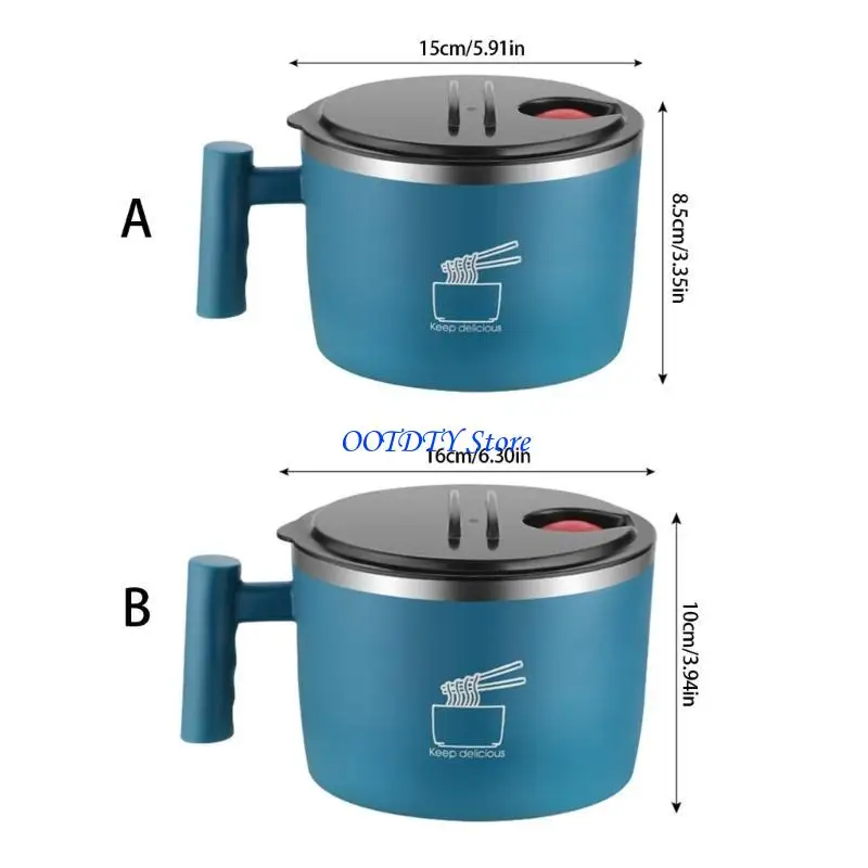 367A 304 Stainless Steels Noodles Bowl With Sealed Lid Tableware For Office Travel