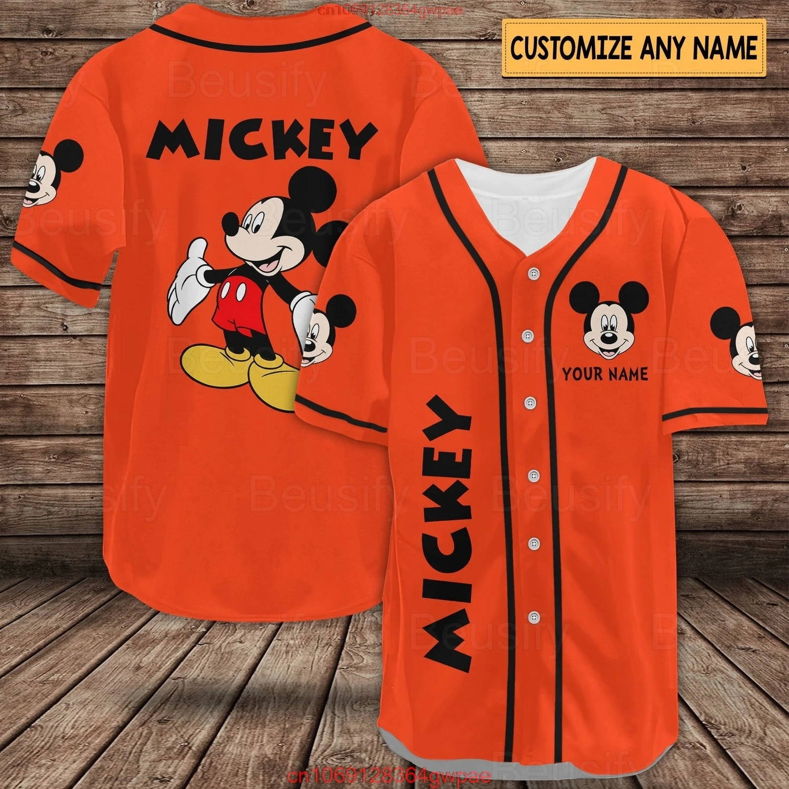 Disney Baseball Jersey Custom Name Women\'s  Mickey Baseball Jersey Fashionable Disney Short Sleeve Hawaiian Shirt Track Top