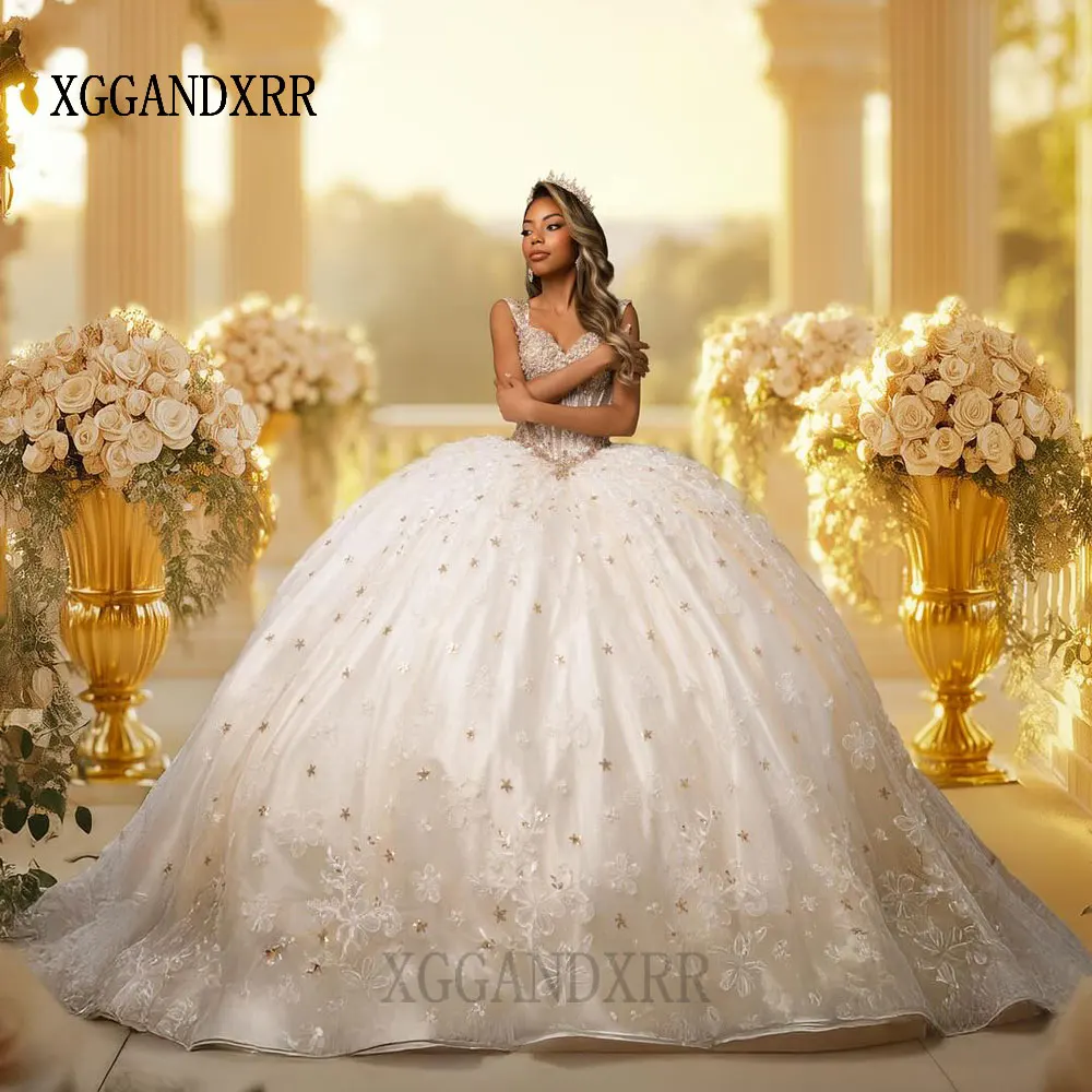 

Белое платье Quinceanera по индивидуальному заказу, 2026, милое платье с открытыми плечами на шнуровке, милое платье для дня рождения 15-16 лет, торжественное платье