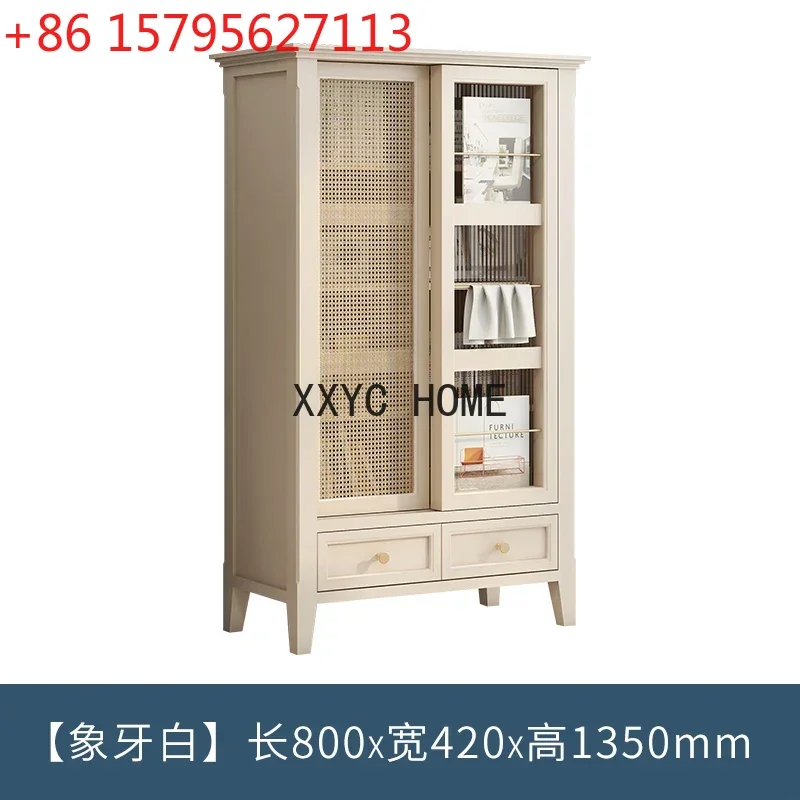 

Многофункциональный книжный шкаф-стеллаж из ротанга в японском стиле, цвет слоновой кости