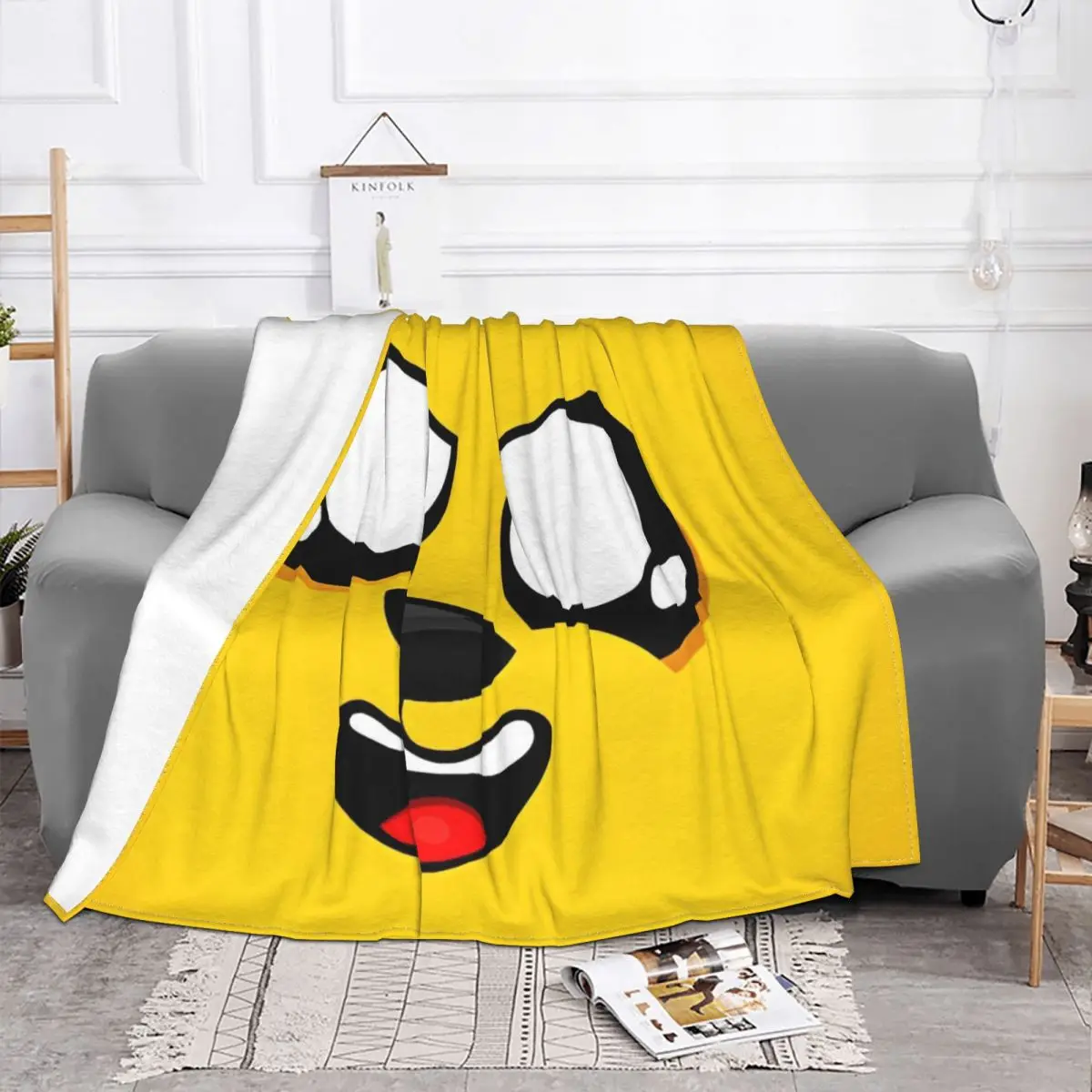 Mikecracks Face Cartoon Blanket Fleece Decoration Game Breathable Warm Throw Blankets for Home Couch Quilt