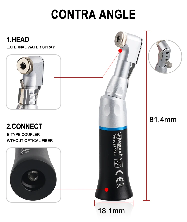 Dental High/Low Speed Handpiece Kit Push Button Contra Angle Single Way Water Spray Air Turbine 2/4 Hole