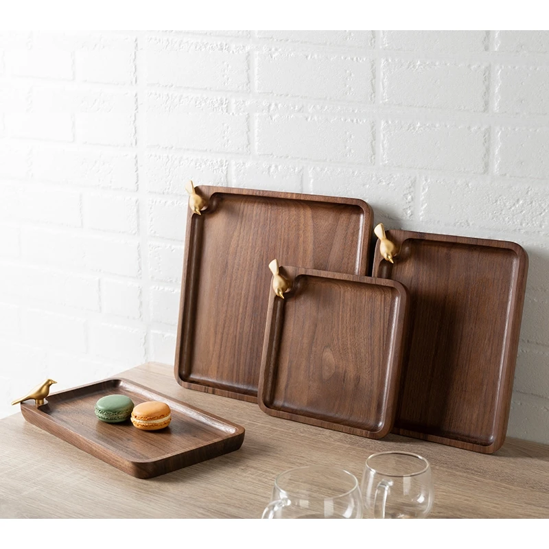 Nordic Wooden Square Candy Dessert Tray Modern Minimalist Home Fruit Bread Plate Decoration Tableware Storage Box