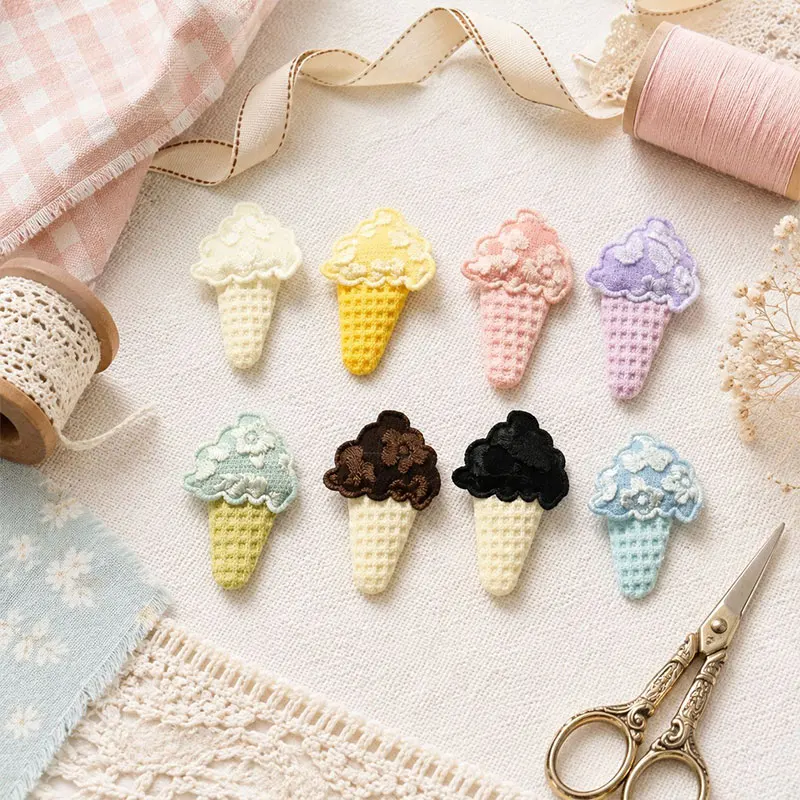40 Stück Eiscreme-förmige DIY-Applikationen für Haarspangen, Stirnbänder, Kleidung, Taschen, Hutdekorationen – Detail 4