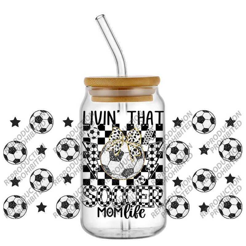 

A MOM design rugby and other sports Sticker For Cups Cool Personalize UV Wrap Transfer sticker Waterproof Cup wrap