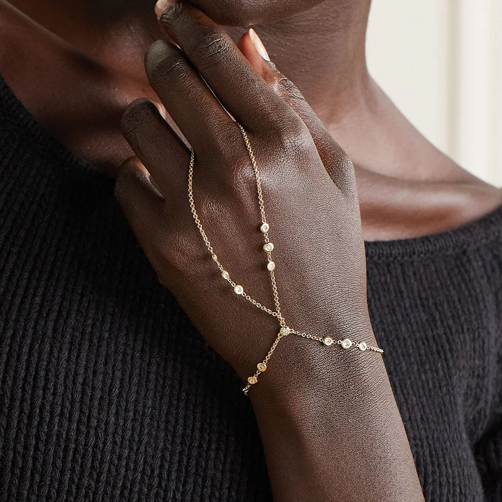 Three Crystal Star On Hand Link New Young Female Accessories Elegant Gifts Women's Jewelry