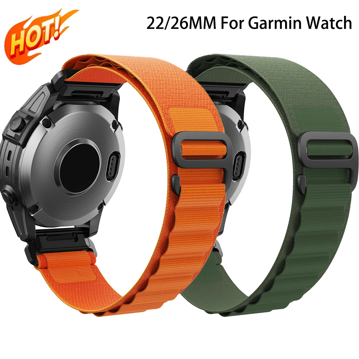 22/26 Quick Fit Nylon Strap for Garmin Fenix8 8E 47MM 7/6/5 Eastic Sport Band for  Forerunner 255 955 965 745 Enduro 3 Bracelet