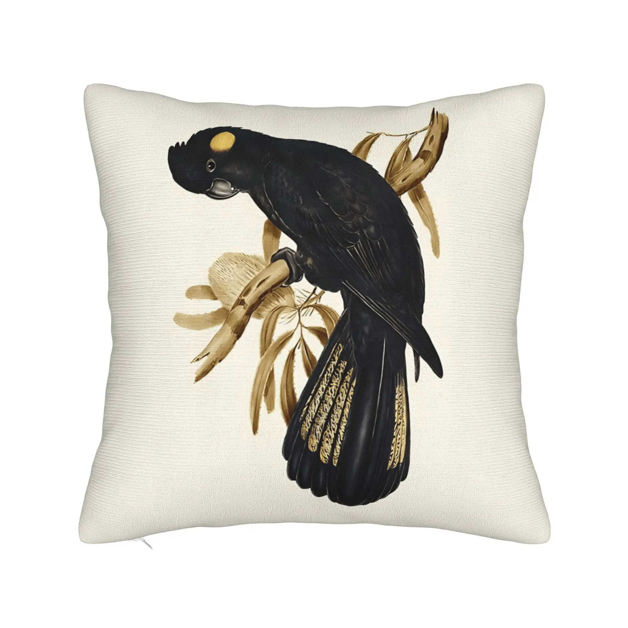 Australian Red-Tailed Black Cockatoo Pillow Cover  Comfy Cushion Cover Funny Pillow Case For Living Room Sofa