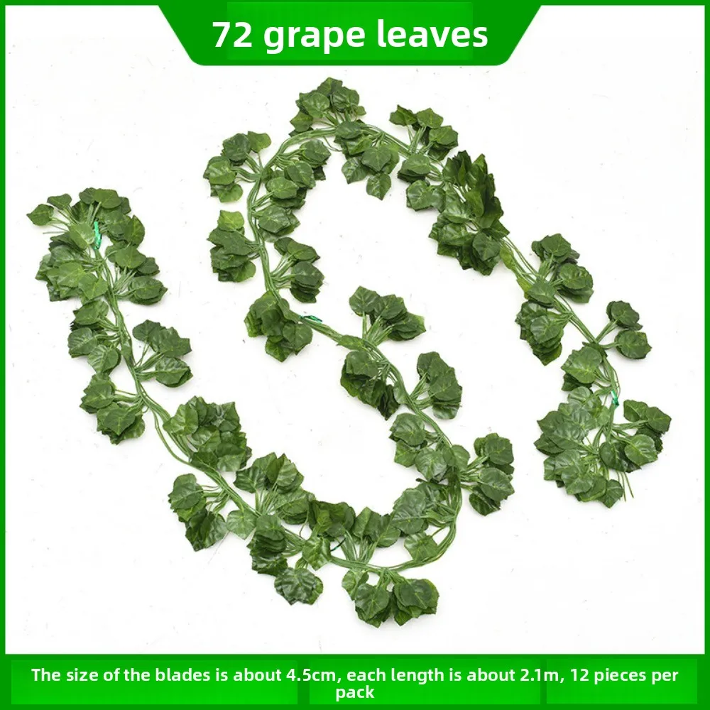

12pcs 2M Artificial Plants Green Leaves Fake Vine Hanging Wall Door Decoration Home Garden Supplies