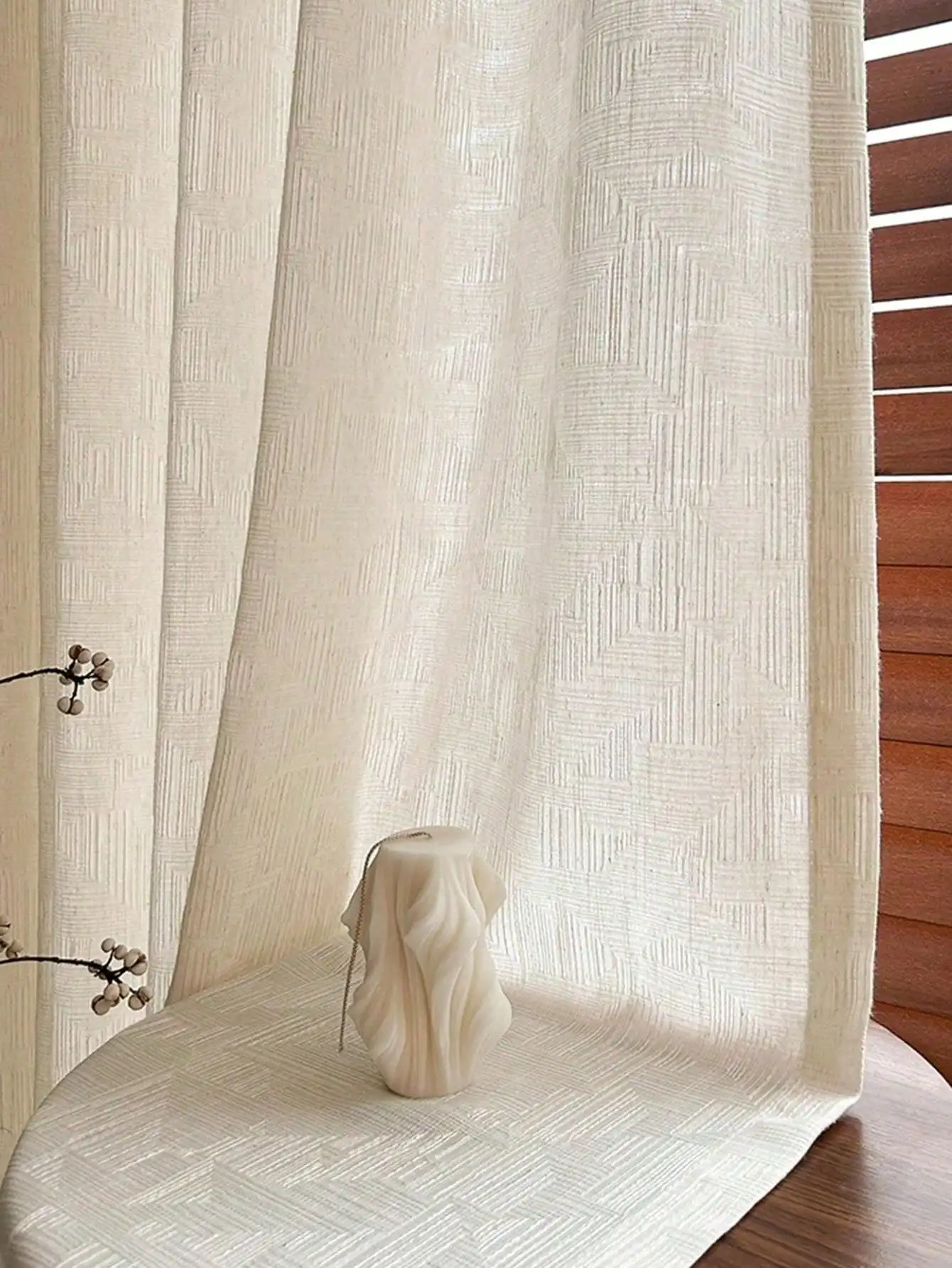 1Pc Vintage Inspired Geometric Pattern Translucent Non-Light Blocking Curtain Sheer for Living Room Bedroom