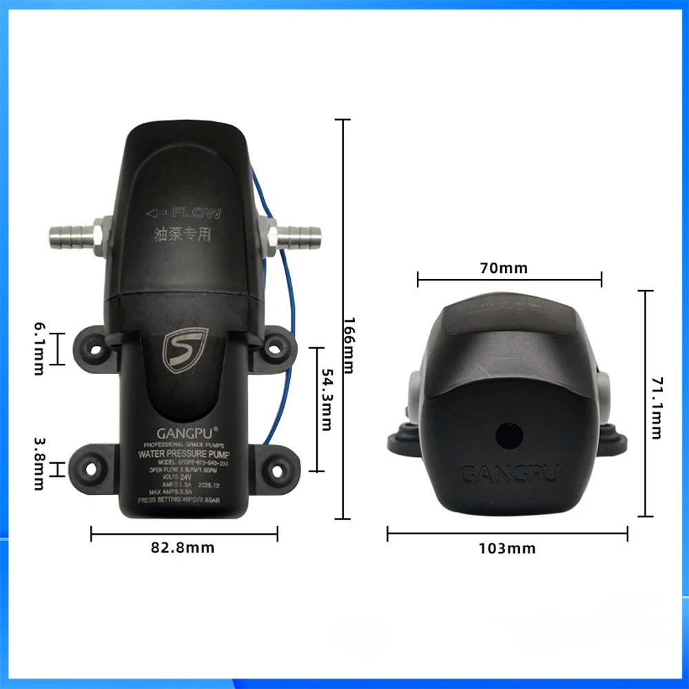 Automatic Marine Water Diaphragm Pump 12V 24V 23A Series 40 PSI Self Priming High Pressure for Electric Boat RV Caravan