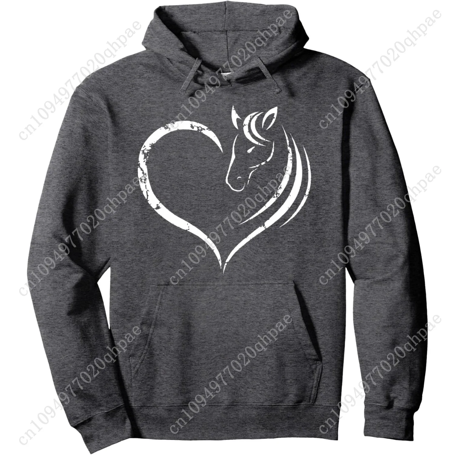 Pferdekopf im Inneren Herz Damen Damen Teenager Geschenk Pullover Hoodie