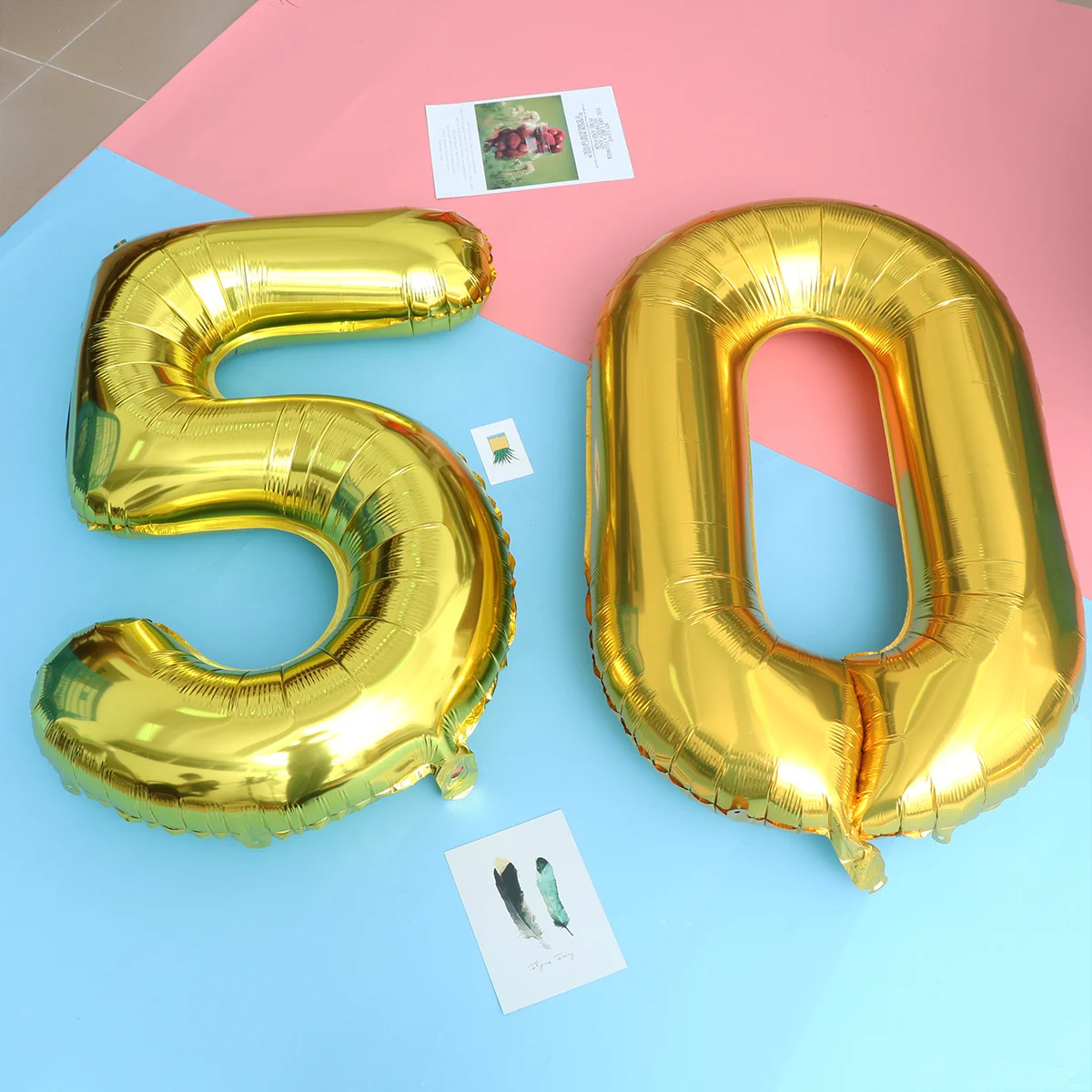 

Gold Number 50th Jumbo Foil Balloon Party Decoration Birthday Anniversary Photo Props Festival Supplies Alluminum Foil Balloons
