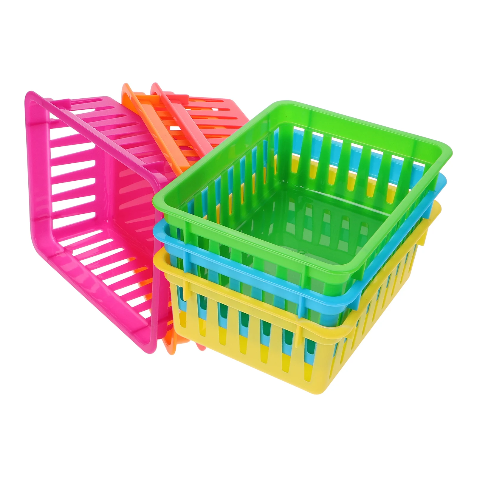 6pcs Stationery Baskets Plastic School Supplies Classroom Desk Organizers Storage Trays Small Utility Bins Pen Holders