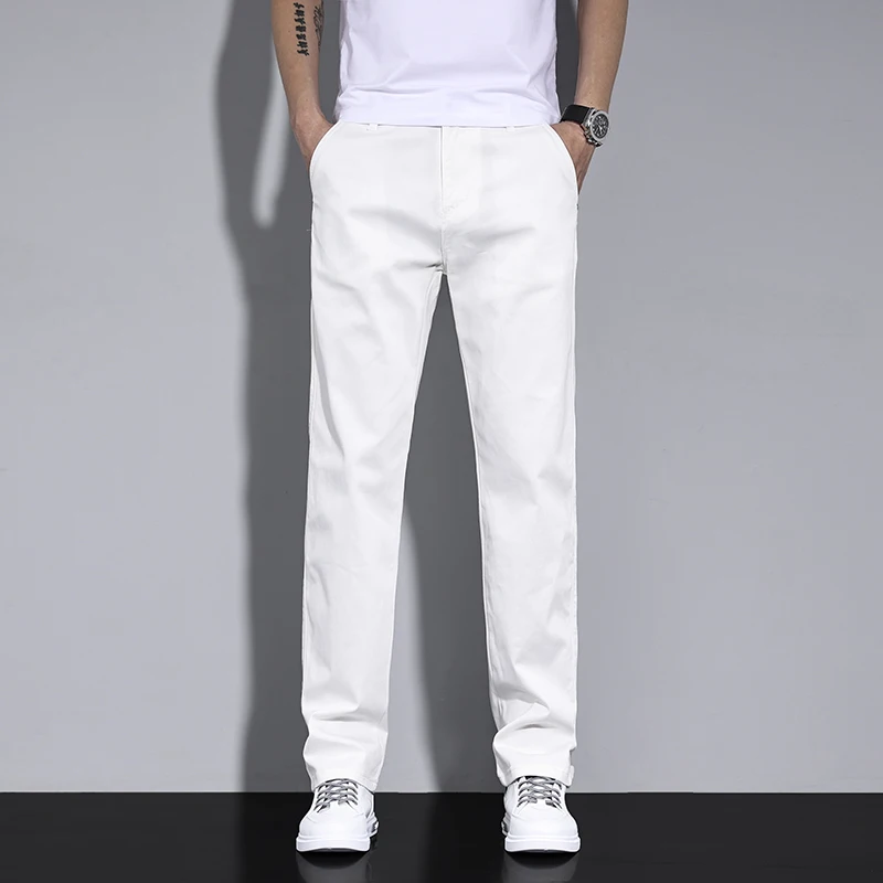 2024 New Cotton Men Outdoor Fit Straight Solid Color Work Sweatpants Man Jogger Overalls Korean White Luxury Casual Pants Male