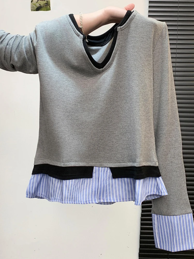 

Женский модный зимний свитер Color Blo с V-образным вырезом, вязаный, повседневный, приталенный, стандартного кроя