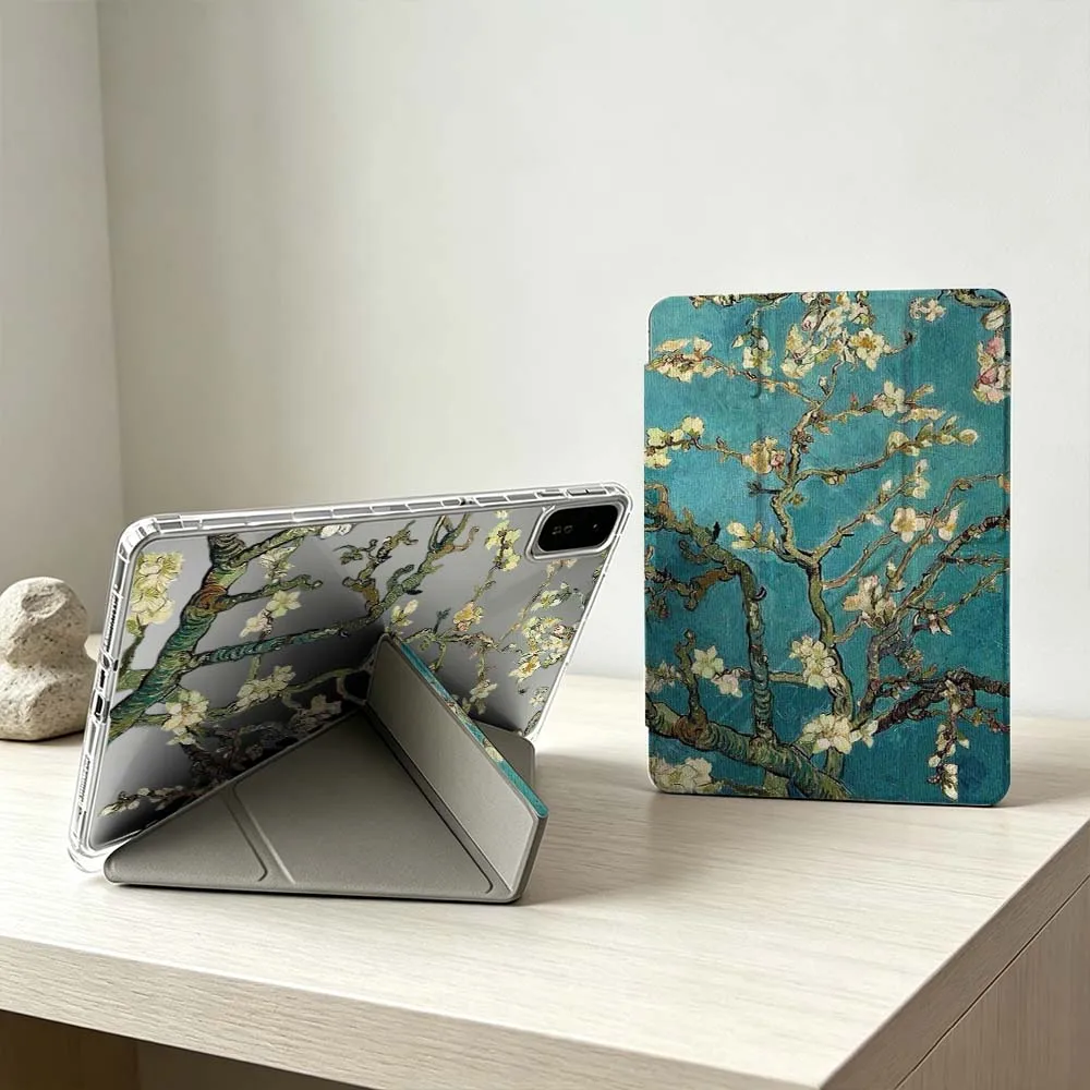 Art Apricot Blossom Pattern For Xiaomi Mi Pad 8 7 6 5 Pro Redmi Pad SE 2 Poco Pad Foldable 3Y Tablet Case Soft view 2