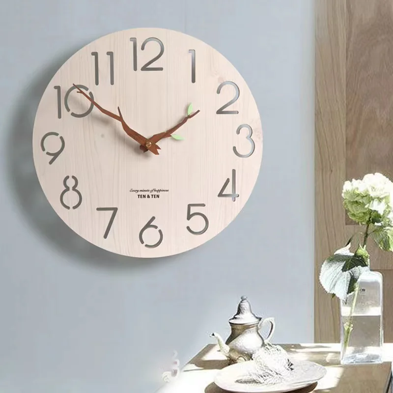 3D Wooden Wall Clock Modern Design Nordic Bedroom Children's Room Decoration Kitchen Clock Art Hollow Wall Watch Home Decoration