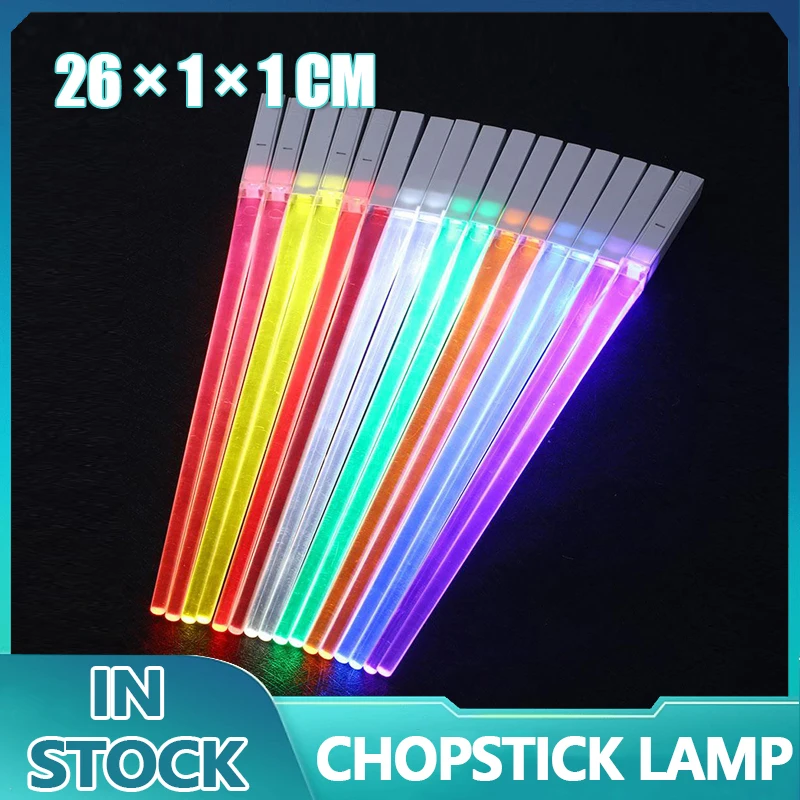 Novel 1 Pair LED Luminous Chopsticks Light Up Durable Lightweight Kitchen Dinning Room Party Food Safe Tableware Multi-color Hot