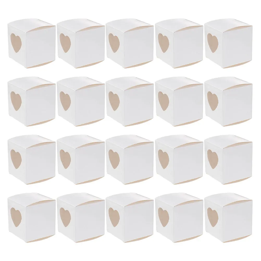 20 stuks hartvormige taartdozen mini individuele papieren cupcake dozen bruiloft dessert snoep verpakking kleine snoep container