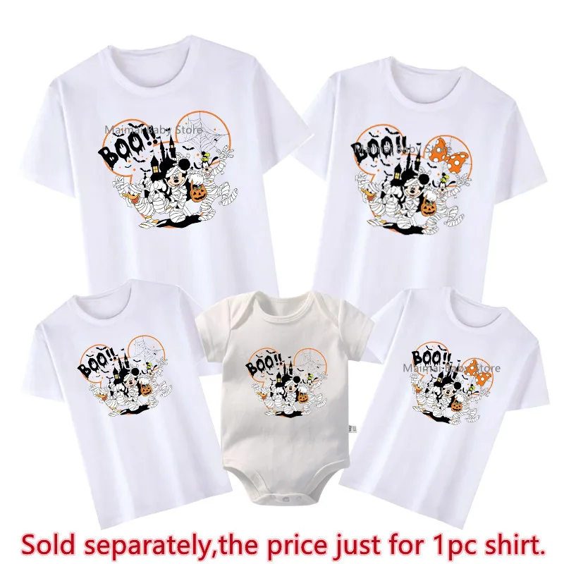 Disney Halloween Shirts Funny Mickey Minnie and Friends Family Matching Outfits Cotton Look Dad Mom Kids Tees Disney Trip Tshirt