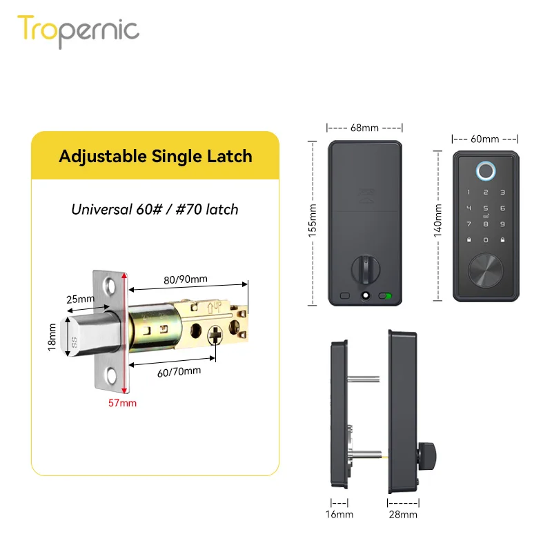 Fechadura-Eletronica Smart Door Lock, Deadbolt Digital, Tuya, Wi-Fi App, impressão digital, teclado de entrada sem chave, fechaduras eletrônicas