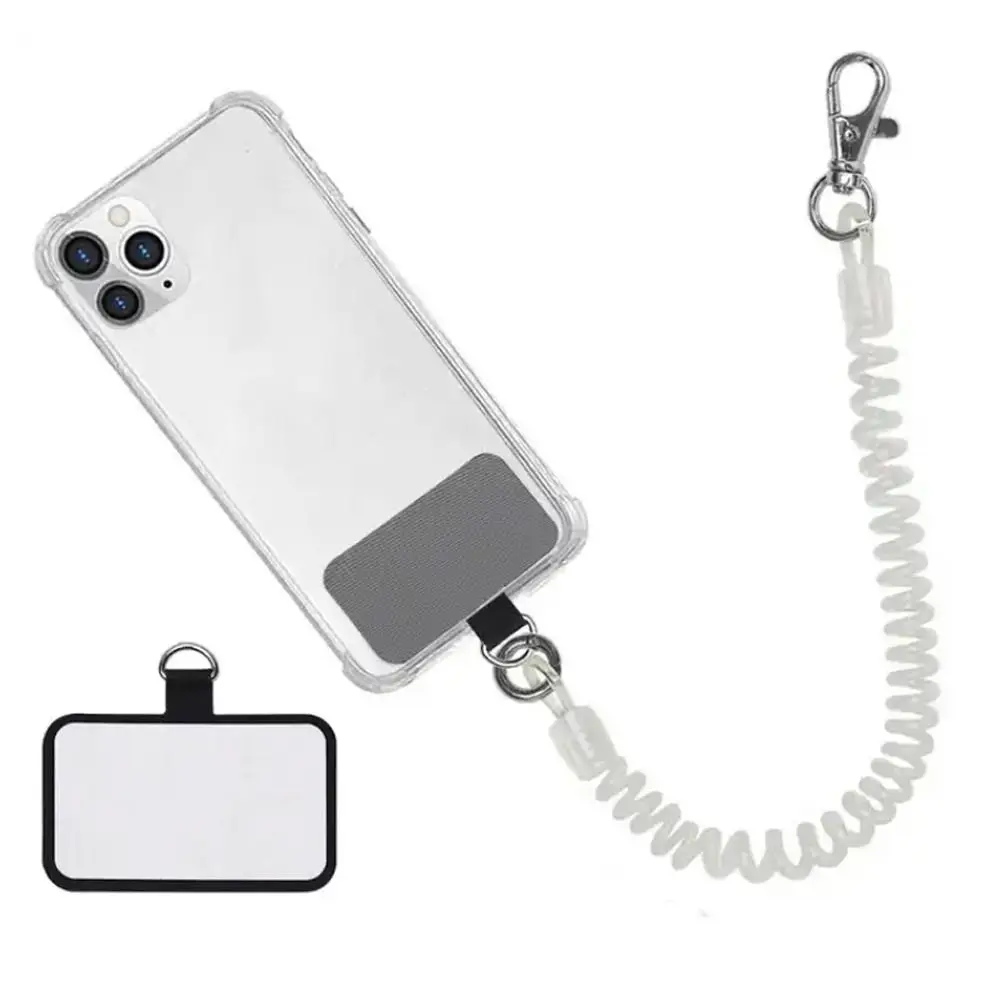 

High Quality PVC Phone Lanyard Rope Anti-Lost Spring Lanyard Phone Holder Gasket Lanyard fixing Piece Phone