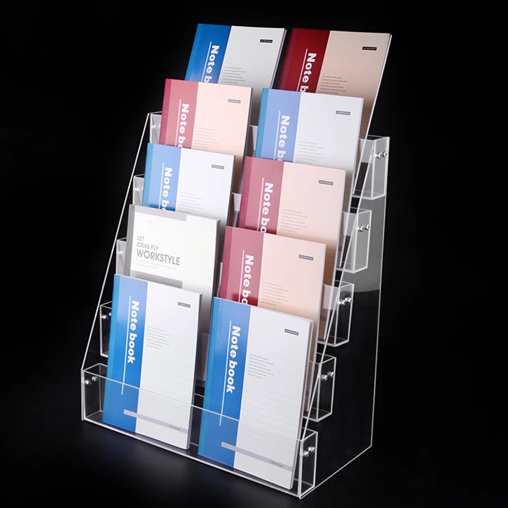 Transparent Display Stand Bookshelf Magazine Notebook Comic Storage Rack Desk Organizer Facial Mask Light Disk Storage Shelf