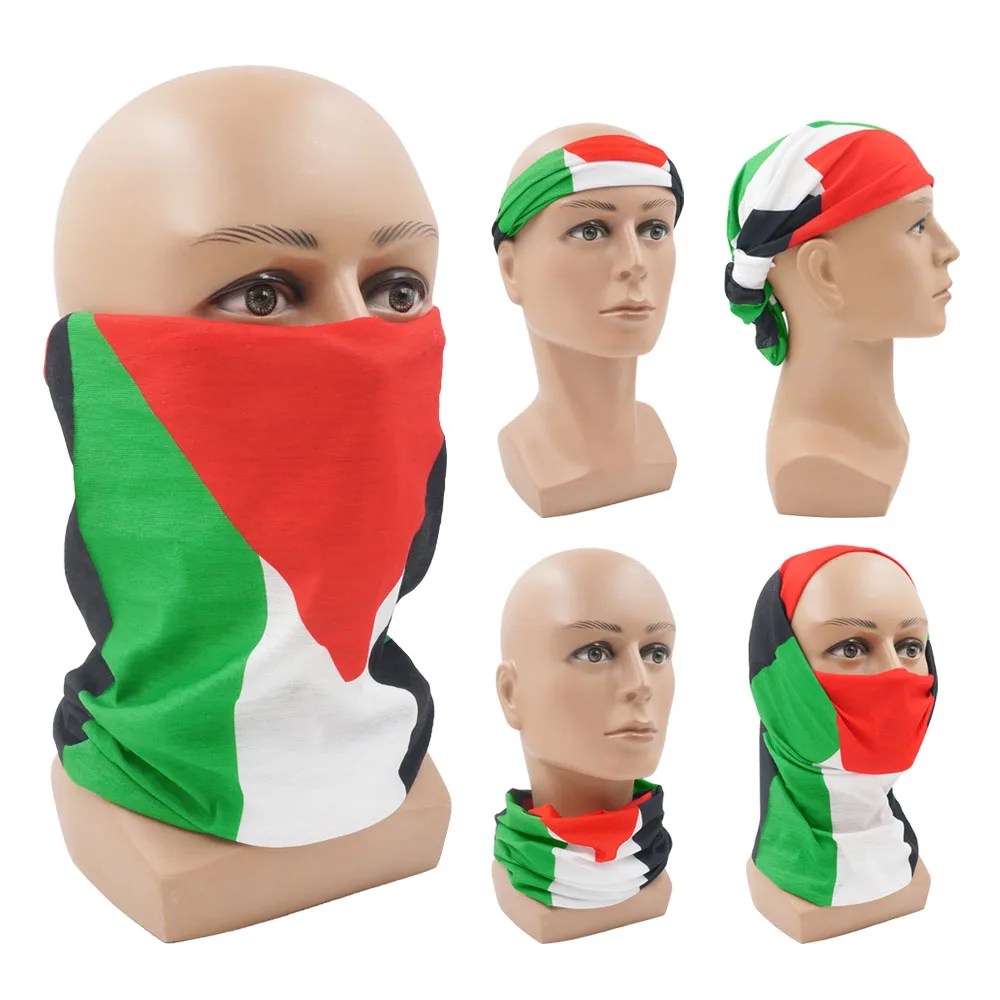 Bufanda de tubo con patrón de bandera de Palestina, polaina de cuello, Hatta palestina, Kufiya, Keffiyeh, diadema Unisex a prueba de viento para