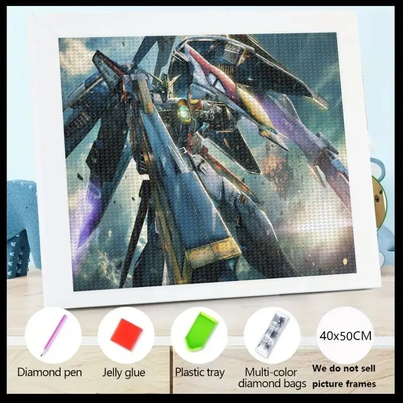 

1PC Sci-Fi Mecha Robot Diamond Painting 5D Full Drill Kit, DIY Futuristic Battle Machine Crystal Gem Art for Adults & Teens, Lar