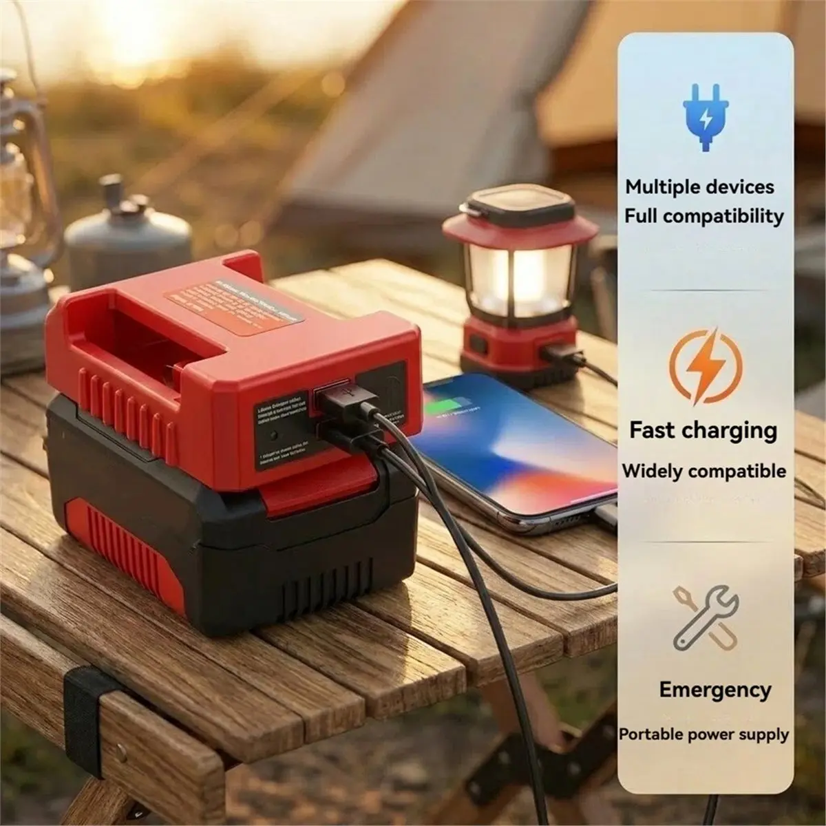 salego Portable 18V Battery Converter for PXBP-300 PXBP-600 -BAT52 Batteries with Type-C USB-A QC3.0 Fast Charging