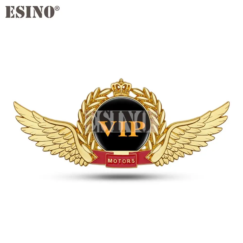 Car Styling Golden Wheatear VIP Logo Metal Zinc Alloy with Crystal Epoxy 3D Adhesive Emblem Badge Sticker Decal