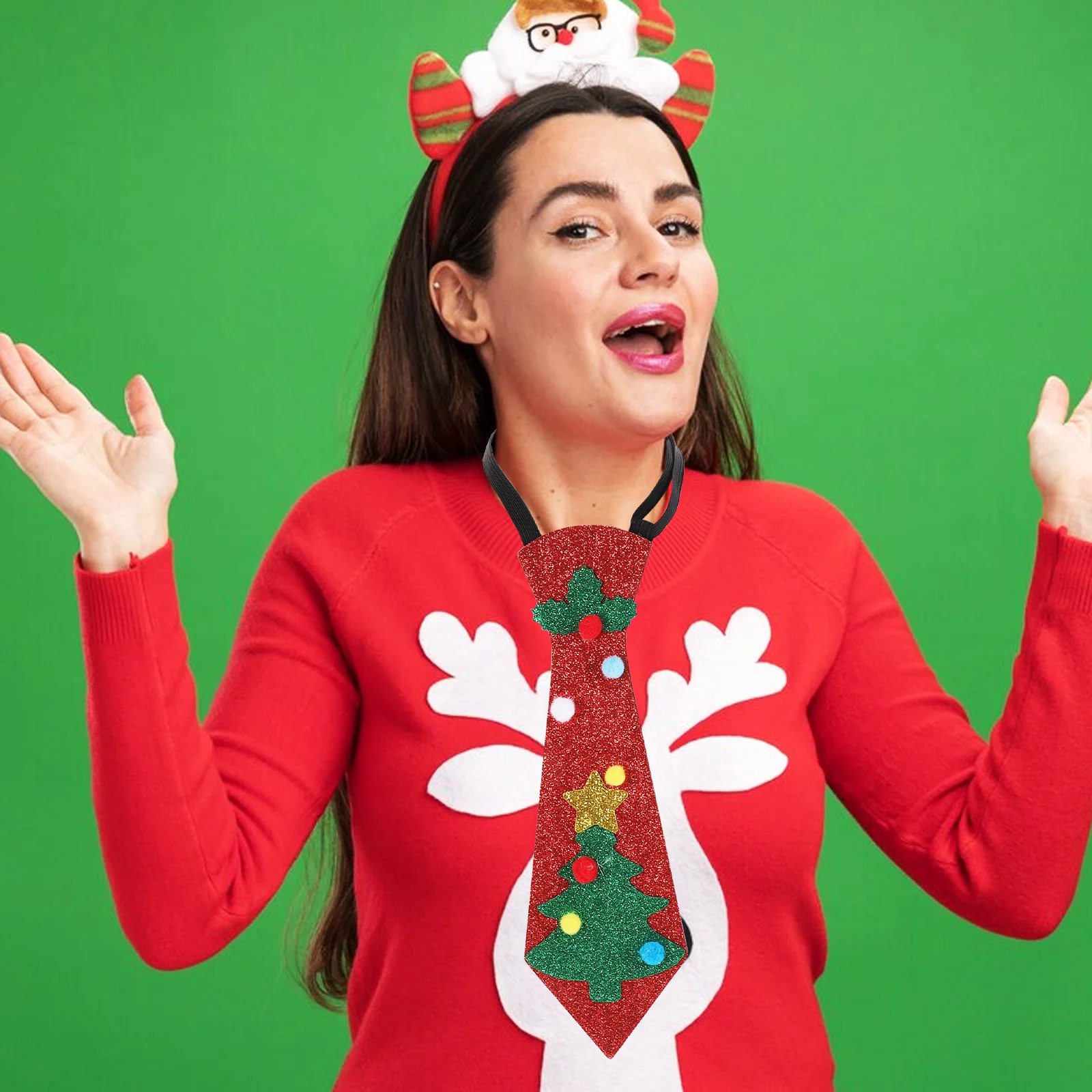 3 قطعة ربطات عنق عيد الميلاد الزخرفية بريق ورأى ربطة العنق الطرف للرجال عطلة تأثيري ملحق عيد الميلاد زخرفة متعة العلاقات #3