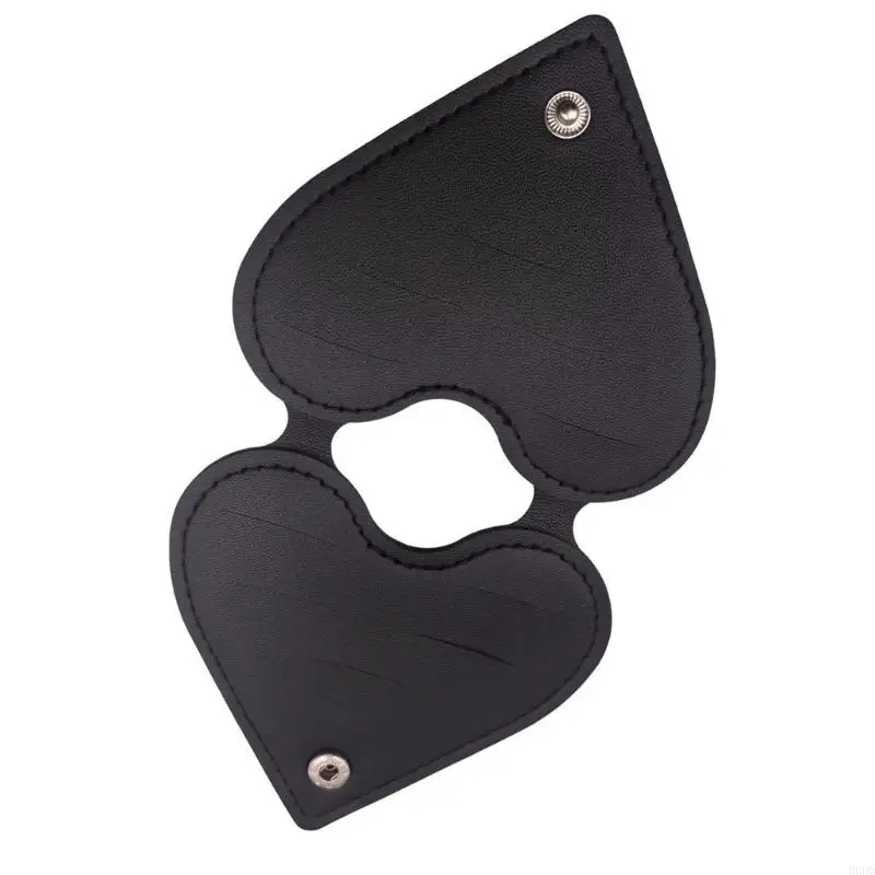 Heart Shaped Guitar Pick Case, PU Leather Holder with Closure and Stitched Edges for Keeping Multiple Picks Together 69HD