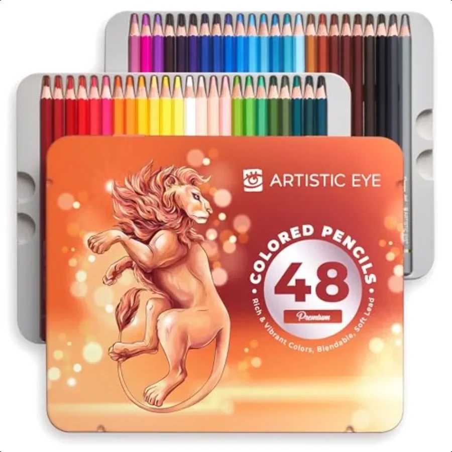 

Premium Colored Pencils Set of 48 Quality 3.8mm Soft Core Leads Rich Vibrant Colors Blendable Perfect for Beginner Advanced Art