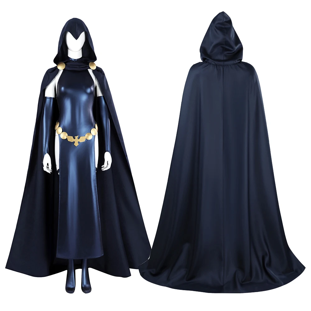 Halloween Christmas Cosplay Costume Anime Boy Titan Cosplay Crow Costume Women Blue Sexy Jumpsuit Black Cape Belt