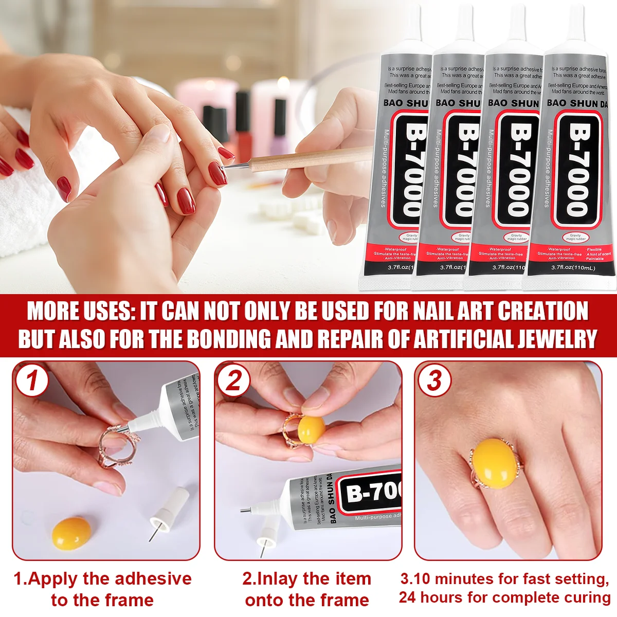 B7000 غراء صناعي متعدد الأغراض شفاف، بما في ذلك مجموعة أدوات DIY مجوهرات من أحجار الراين الحرف اليدوية إصلاح غطاء الهاتف شاشة تعمل باللمس سائل سوبر غراء 15/25/50/110 مل، 1-3 قطع. #5