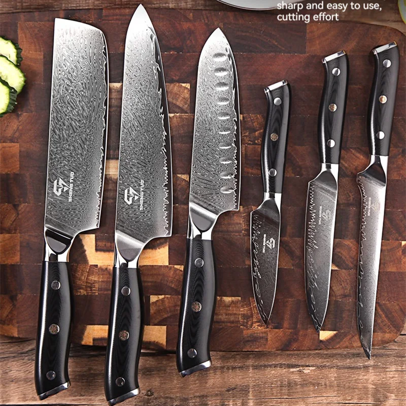 

Sharp Kitchen Knives Chefs Cleaver Santoku Nakiri Utility Slicing Boning Paring 67 Layers Damascus Steel Knife Cooking Tools