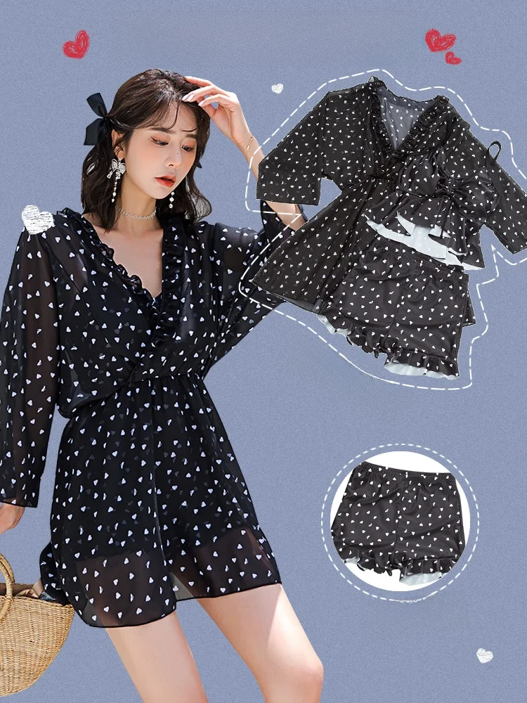 

Сексуальный женский купальник-тройка с длинными рукавами, больших размеров, скрывающий недостатки фигуры, подходит для студенток, с V-образным вырезом, из нейлонового материала, с поддержкой груди...